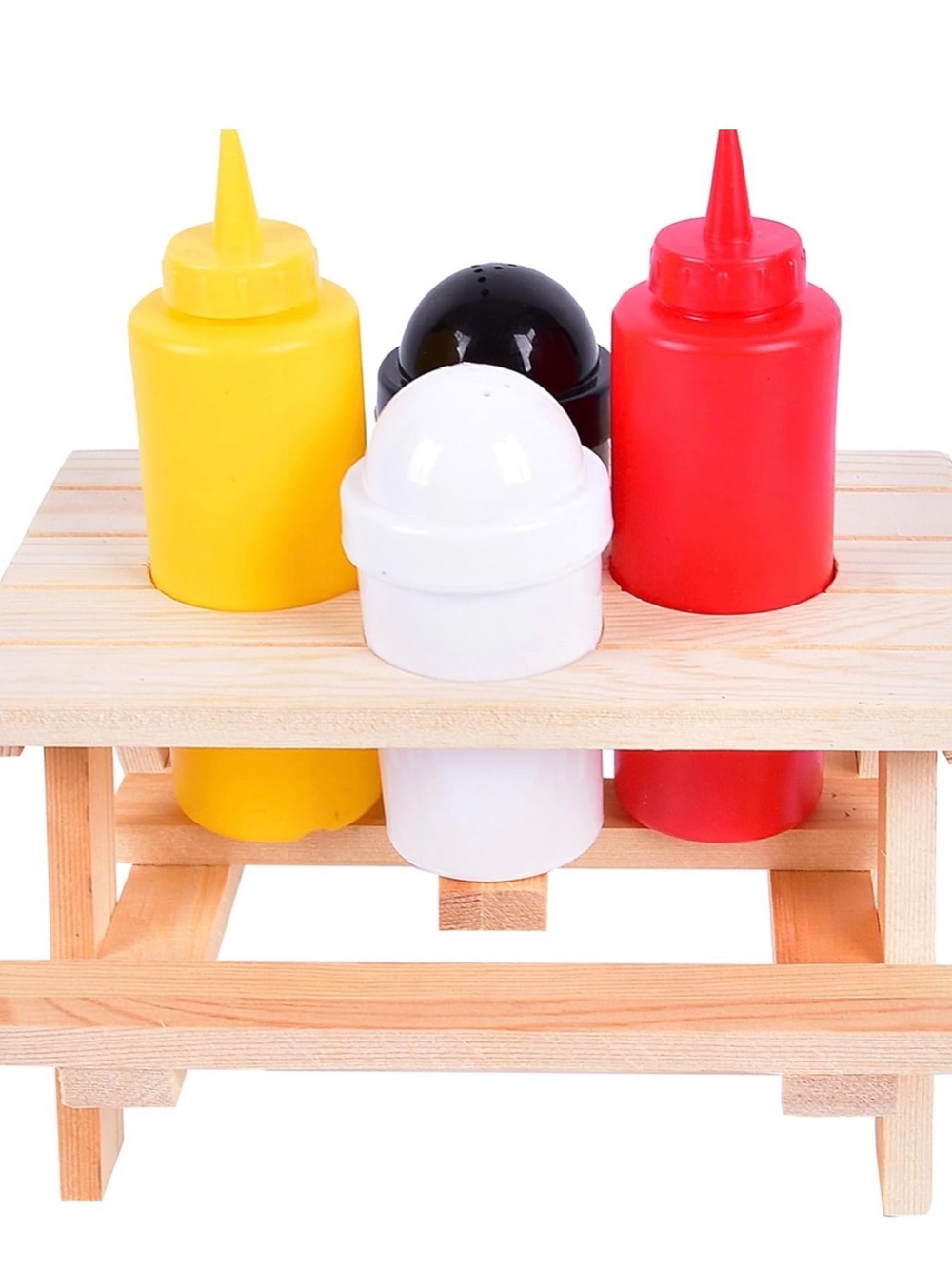 Kitchen Condiment Squeeze Bottles Set - Red, Yellow, White, Black